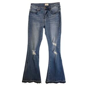 Shyanne Jeans Womens Size 28 Blue Split Flare Leg Frayed Hem Western Festival